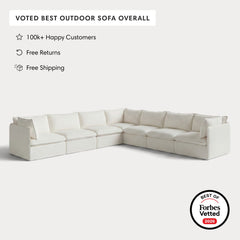 Modular Outdoor Washable 7-Seater Corner Sectional | Classic Canvas in Cloud