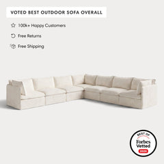 Modular Outdoor Washable 7-Seater Corner Sectional | Alfresco Boucle in Creme