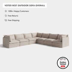Modular Outdoor Washable 7-Seater Corner Sectional | Classic Canvas in Sand