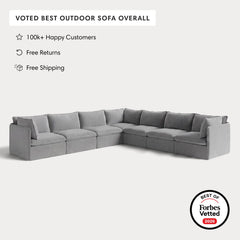 Modular Outdoor Washable 7-Seater Corner Sectional | Classic Canvas in Stone Gray