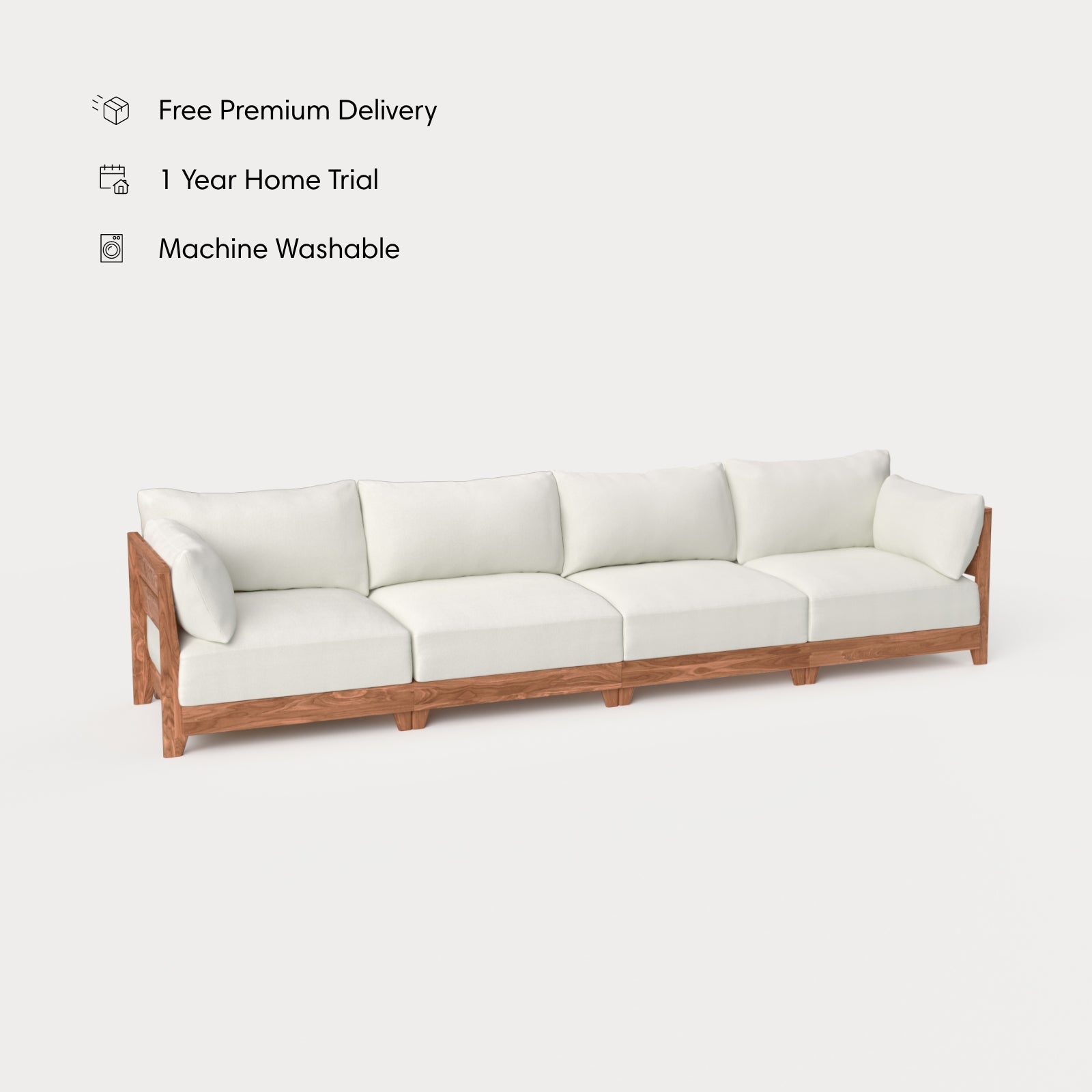 Dwell™ Modular Teak Outdoor 4-Seater Sofa | Classic Canvas in Cloud