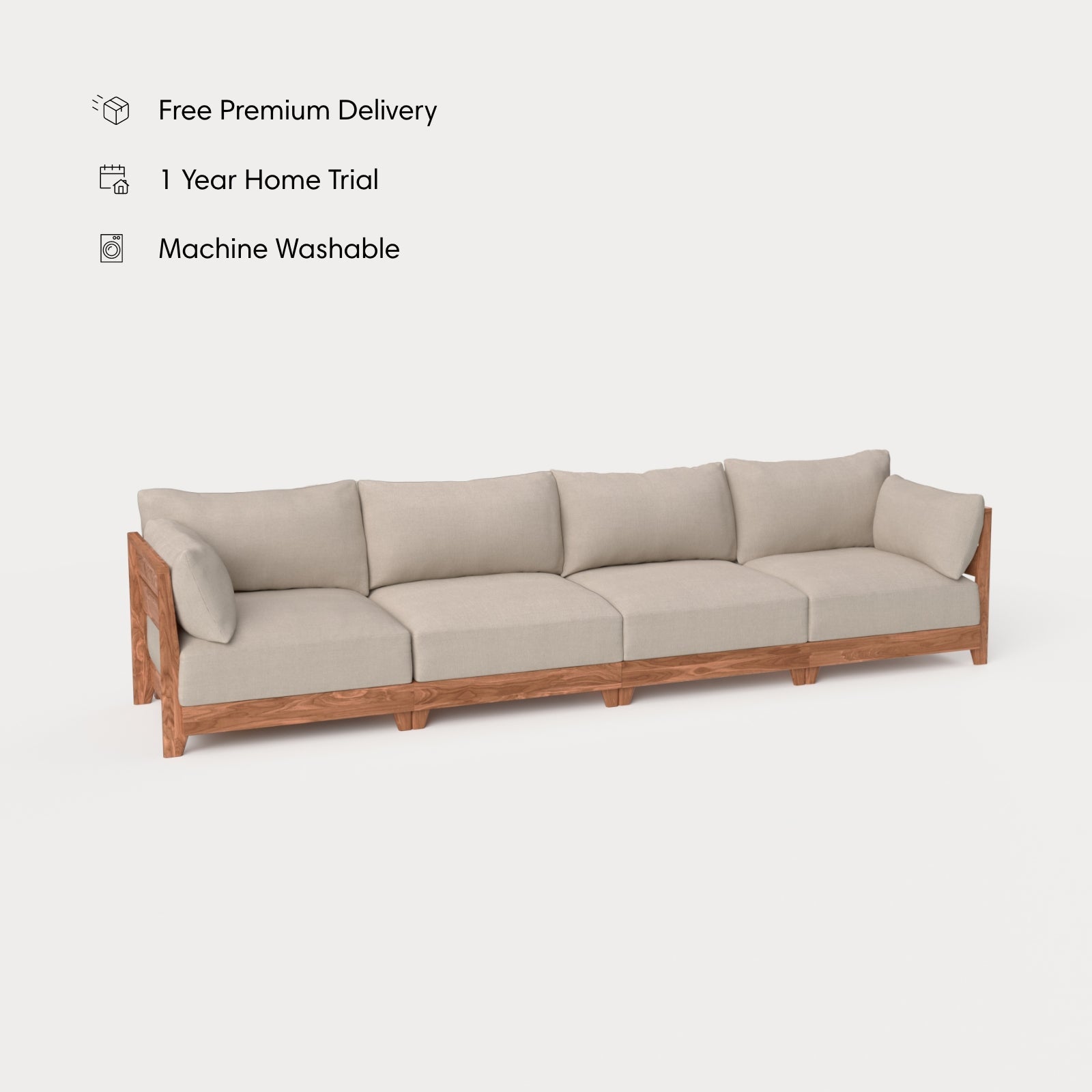 Dwell™ Modular Teak Outdoor 4-Seater Sofa | Classic Canvas in Sand
