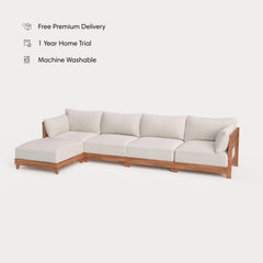 Dwell™ Modular Teak Outdoor 4-Seater Sofa Sectional | Classic Canvas in Cloud