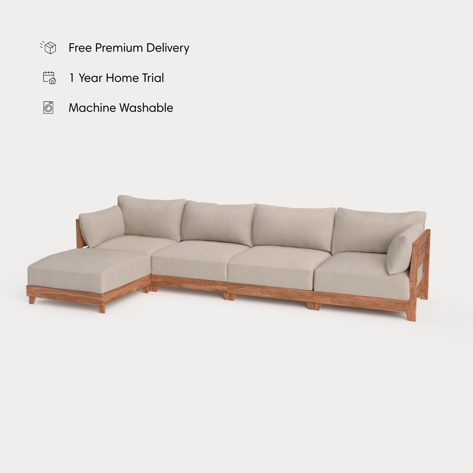 Dwell™ Modular Teak Outdoor 4-Seater Sofa Sectional | Classic Canvas in Sand