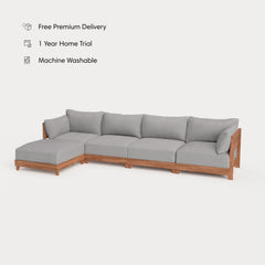 Dwell™ Modular Teak Outdoor 4-Seater Sofa Sectional | Classic Canvas in Stone Gray