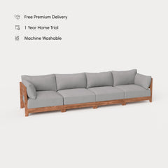 Dwell™ Modular Teak Outdoor 4-Seater Sofa | Classic Canvas in Stone Gray