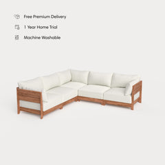 Dwell™ Modular Teak Outdoor 5-Seater L-Sectional | Classic Canvas in Cloud