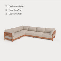 Dwell™ Modular Teak Outdoor 6-Seater L-Sectional | Classic Canvas in Sand