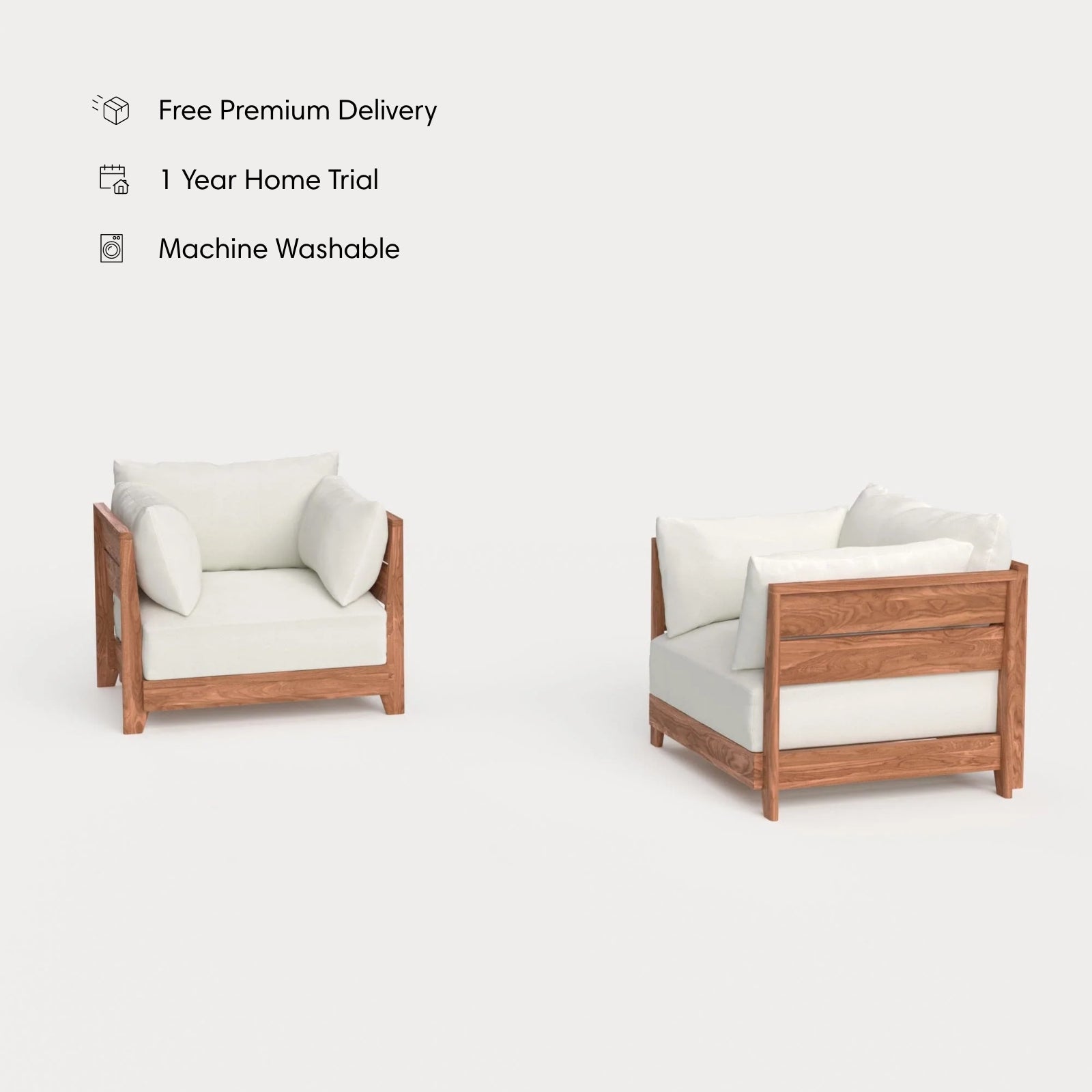 Dwell™ Modular Teak Outdoor Armchair Set | Classic Canvas in Cloud