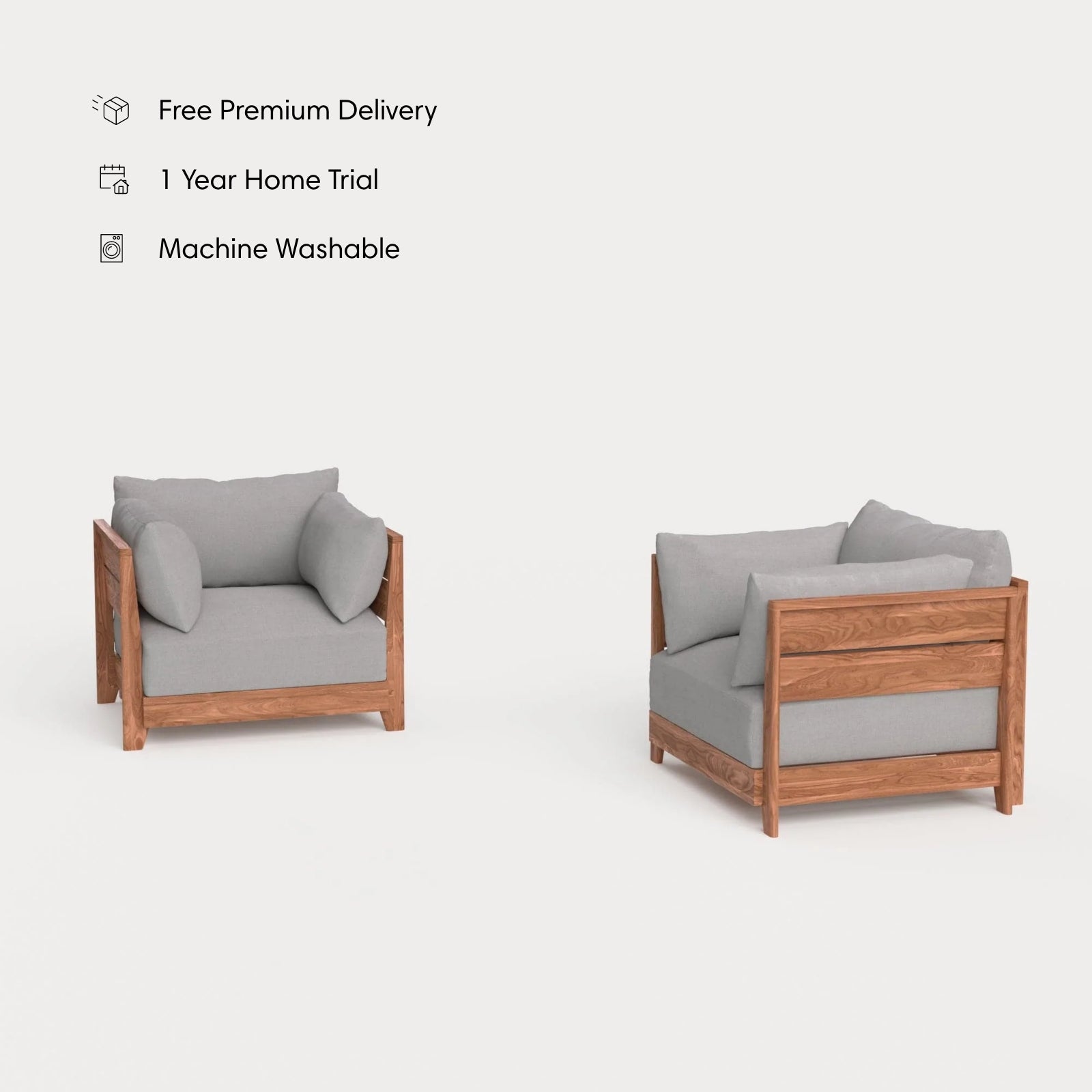 Dwell™ Modular Teak Outdoor Armchair Set | Classic Canvas in Stone Gray