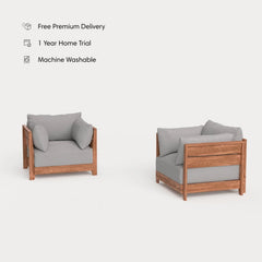 Dwell™ Modular Teak Outdoor Armchair Set | Classic Canvas in Stone Gray