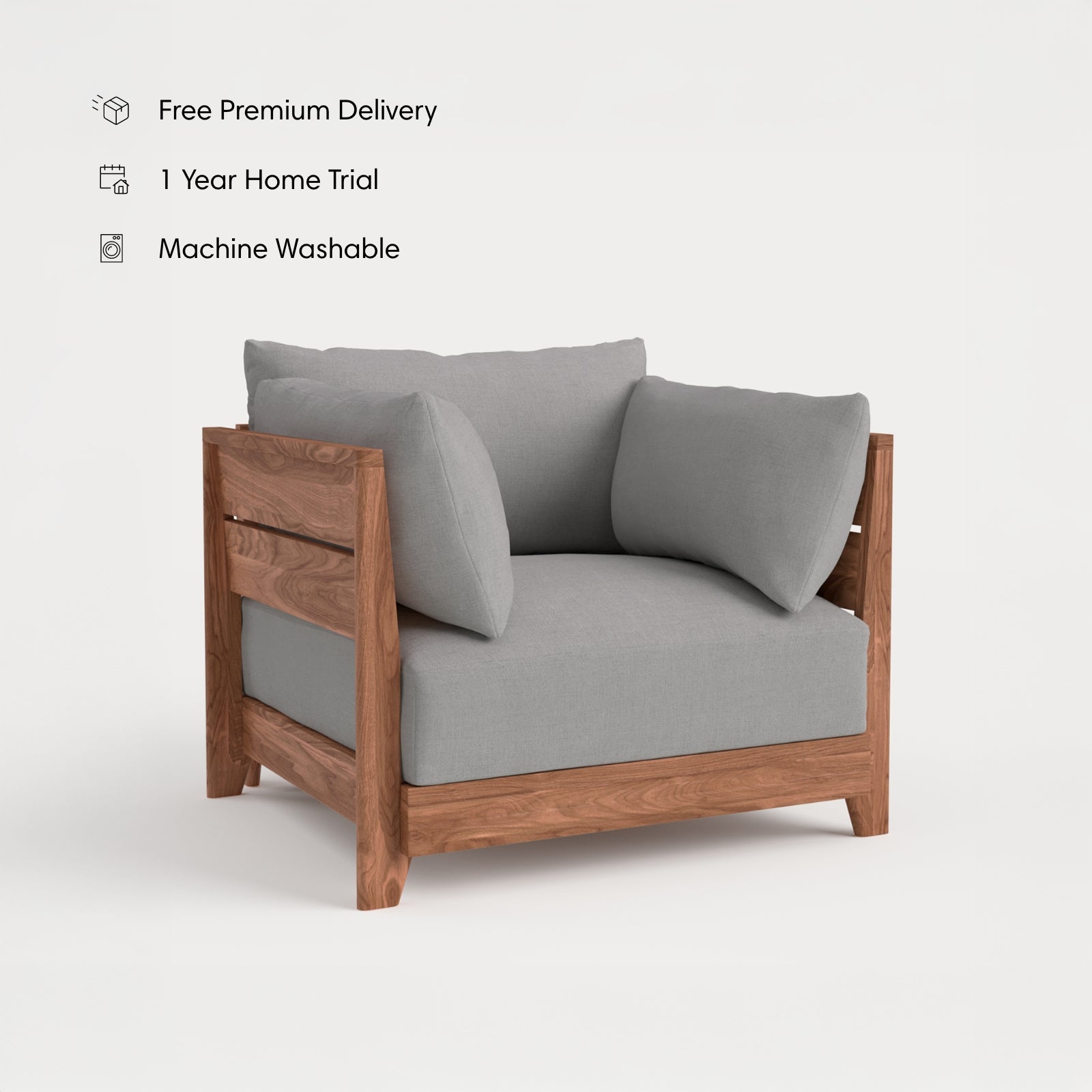 Dwell™ Modular Teak Outdoor Armchair | Classic Canvas in Stone Gray