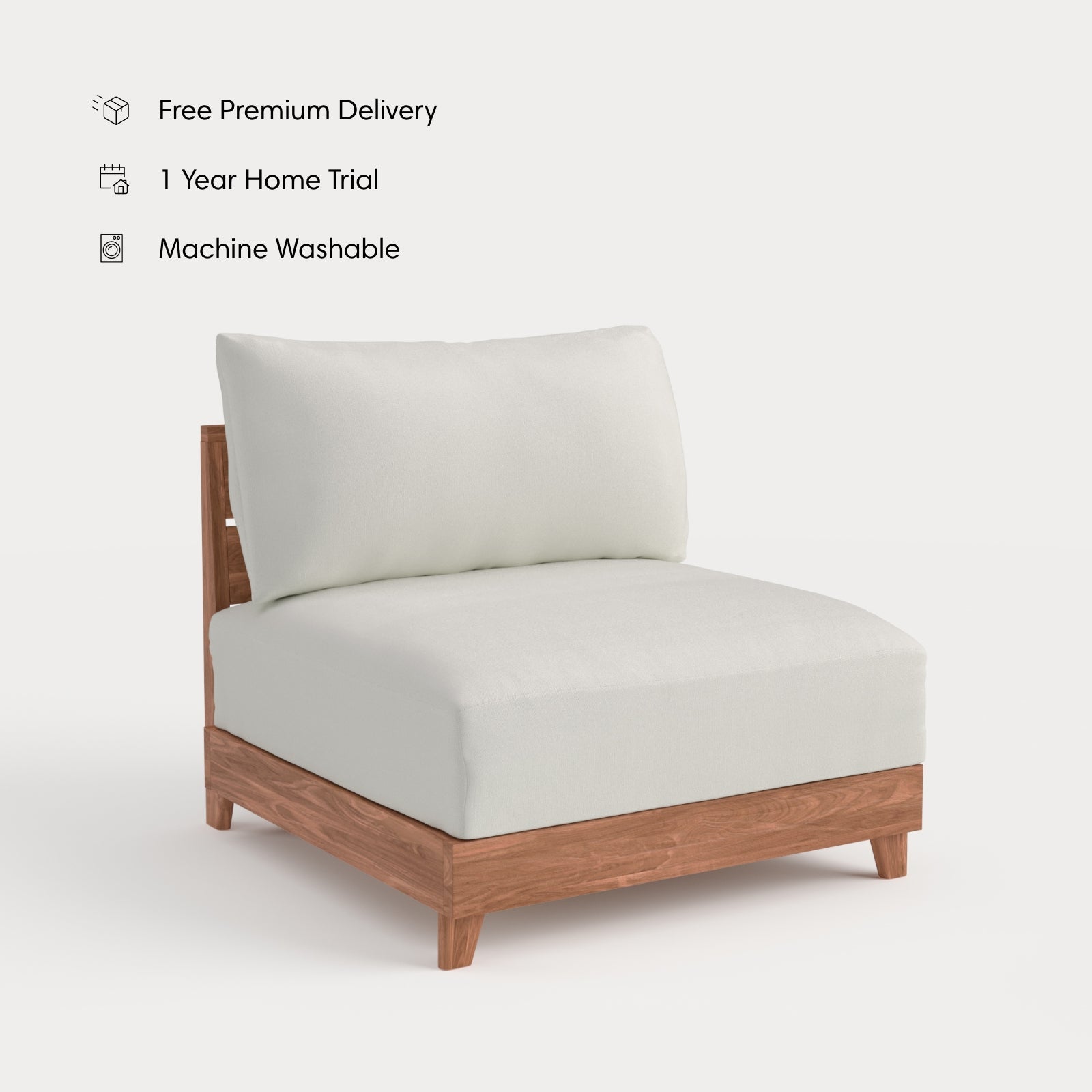 Dwell™ Modular Teak Outdoor Modular Unit - Armless Chair | Classic Canvas in Cloud