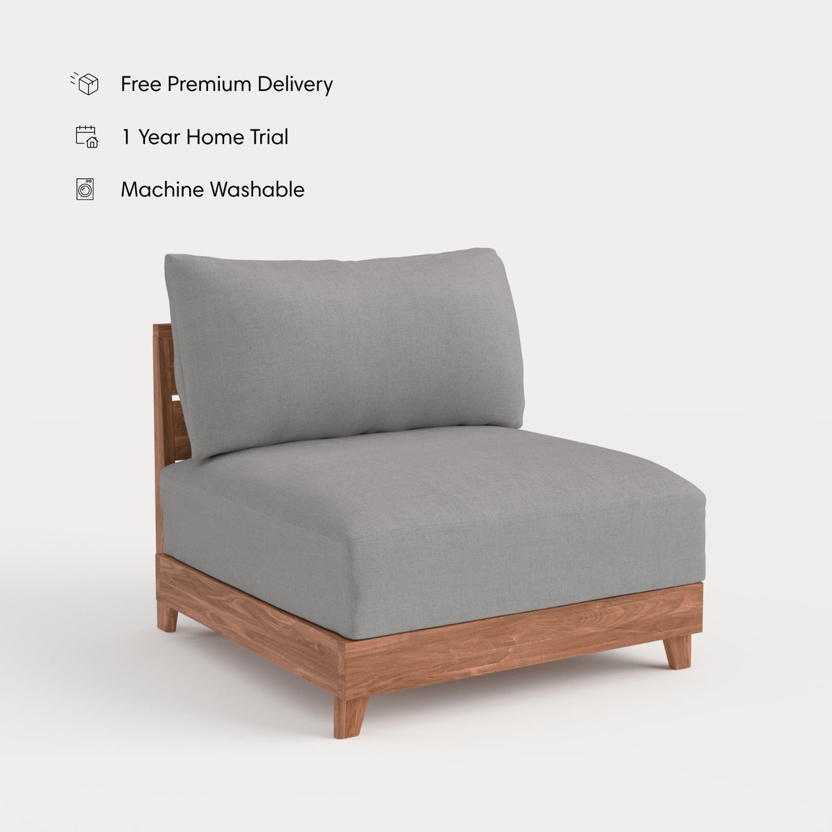 Dwell™ Modular Teak Outdoor Modular Unit - Armless Chair | Classic Canvas in Stone Gray