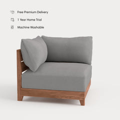Dwell™ Modular Teak Outdoor Modular Unit - Corner Chair | Classic Canvas in Stone Gray