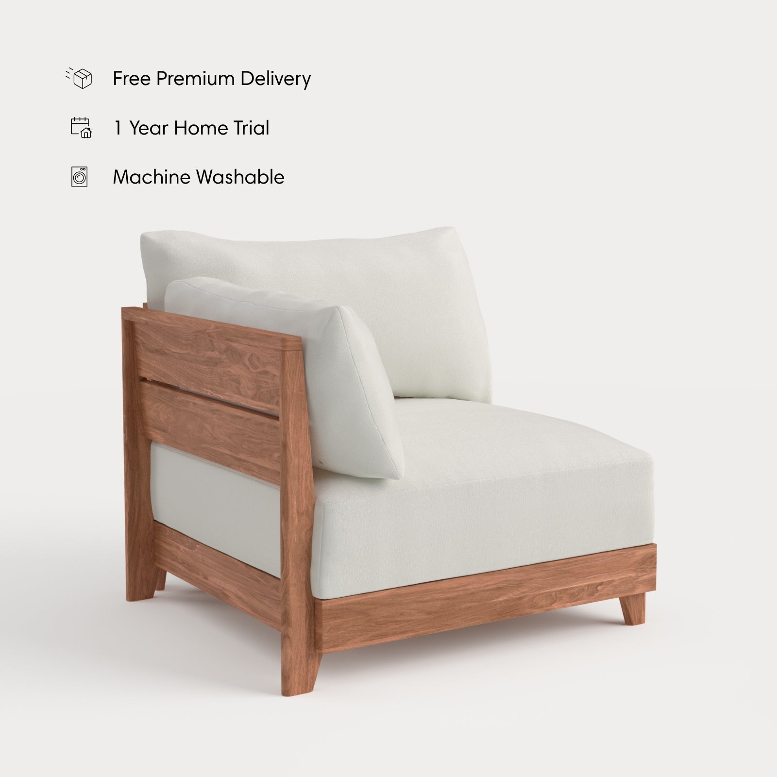 Dwell™ Modular Teak Outdoor Modular Unit - End Chair | Classic Canvas in Cloud