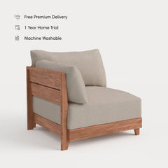 Dwell™ Modular Teak Outdoor Modular Unit - End Chair | Classic Canvas in Sand