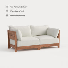 Dwell™ Modular Teak Outdoor Loveseat | Classic Canvas in Cloud