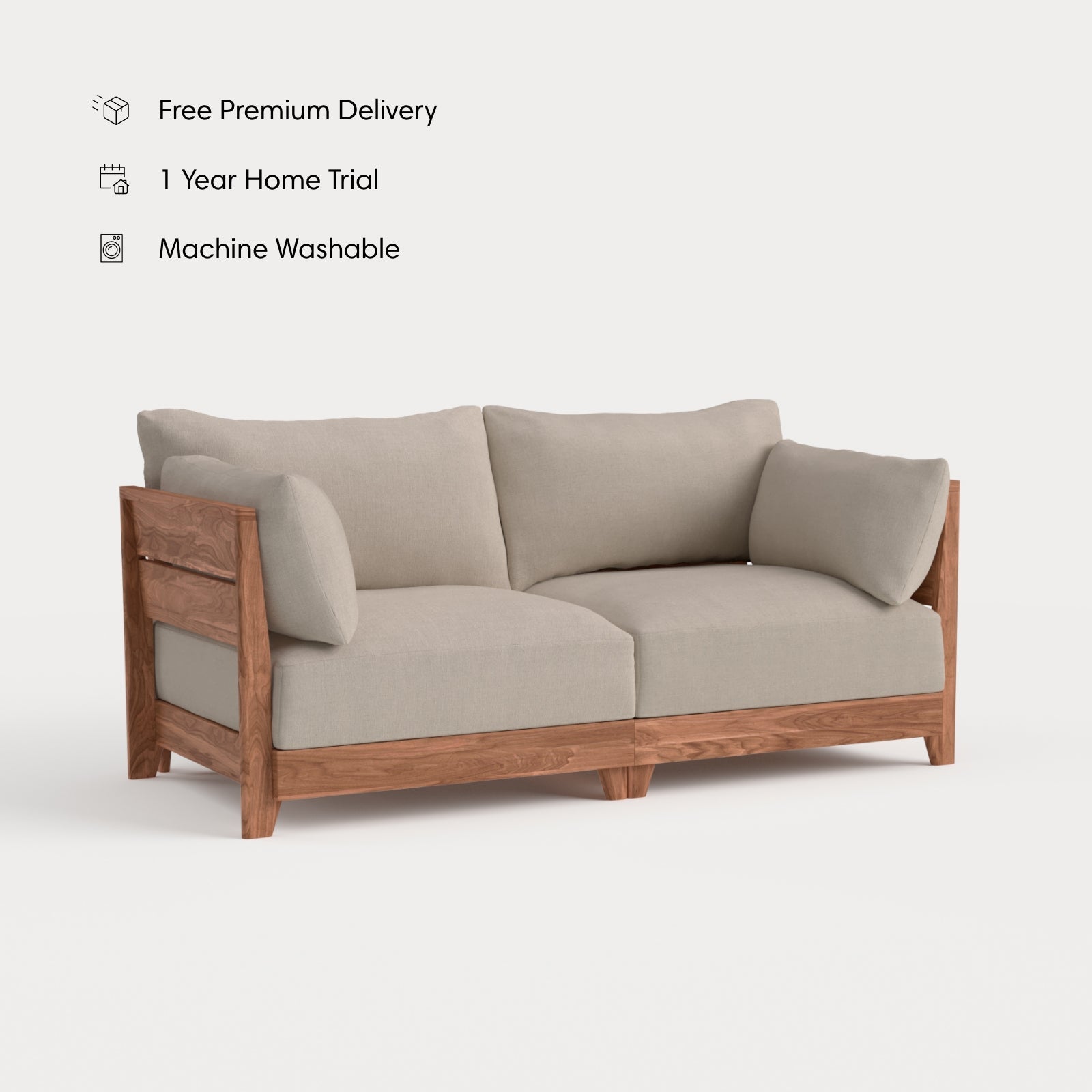 Dwell™ Modular Teak Outdoor Loveseat | Classic Canvas in Sand