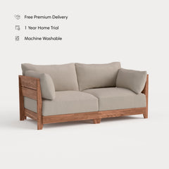Dwell™ Modular Teak Outdoor Loveseat | Classic Canvas in Sand