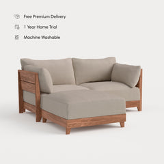 Dwell™ Modular Teak Outdoor Loveseat Sectional | Classic Canvas in Sand