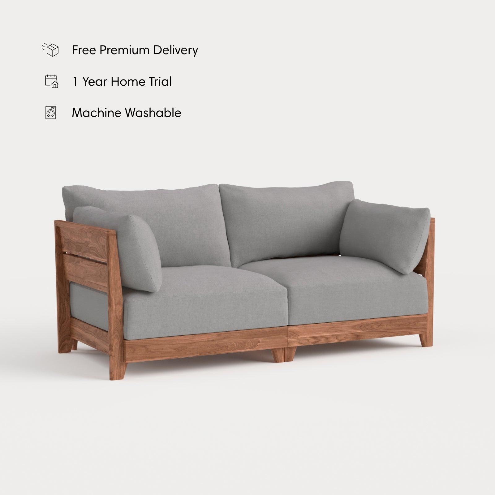 Dwell™ Modular Teak Outdoor Loveseat | Classic Canvas in Stone Gray