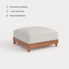 Dwell™ Modular Teak Outdoor Ottoman | Classic Canvas in Cloud