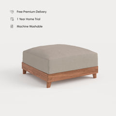 Dwell™ Modular Teak Outdoor Ottoman | Classic Canvas in Sand