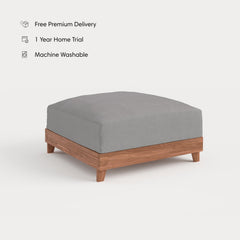 Dwell™ Modular Teak Outdoor Ottoman | Classic Canvas in Stone Gray