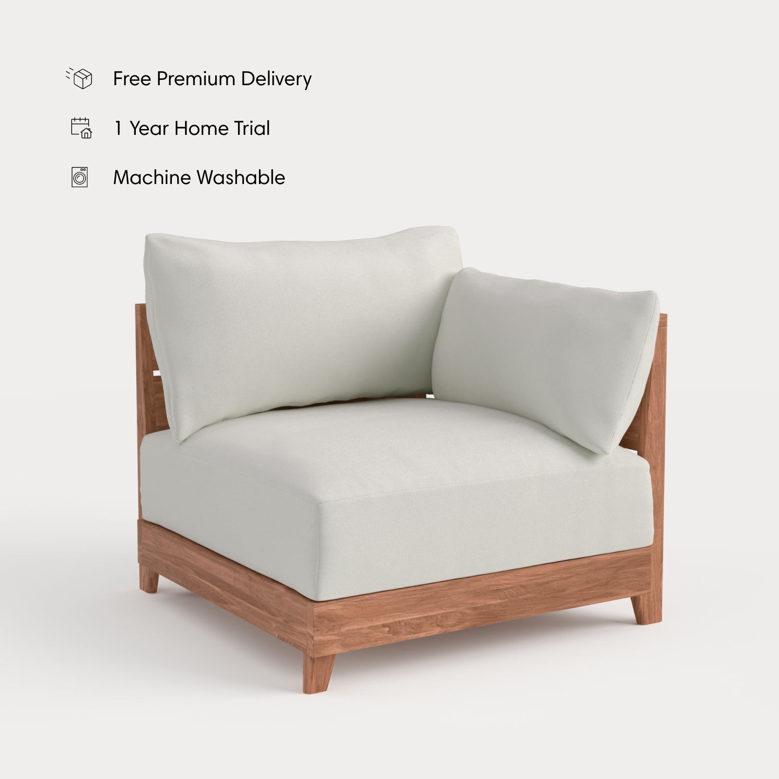Dwell™ Modular Teak Outdoor Modular Unit - End Chair | Classic Canvas in Cloud