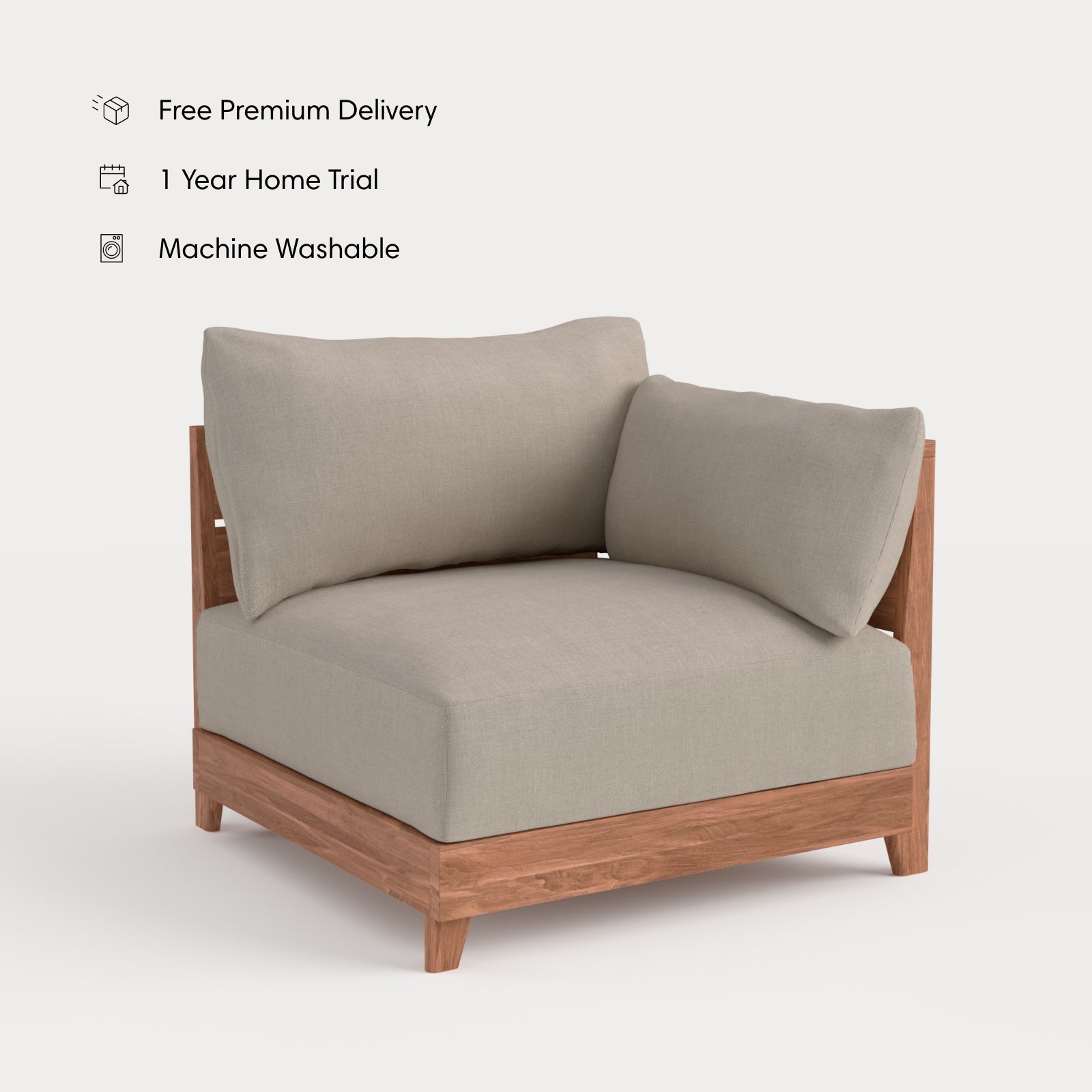 Dwell™ Modular Teak Outdoor Modular Unit - End Chair | Classic Canvas in Sand