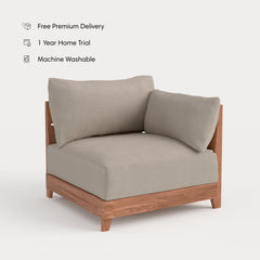 Dwell™ Modular Teak Outdoor Modular Unit - End Chair | Classic Canvas in Sand