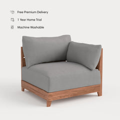 Dwell™ Modular Teak Outdoor Modular Unit - End Chair | Classic Canvas in Stone Gray
