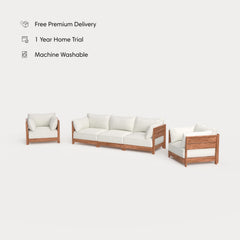 Dwell™ Modular Teak Outdoor Sofa + Armchair Set | Classic Canvas in Cloud