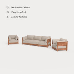 Dwell™ Modular Teak Outdoor Sofa + Armchair Set | Classic Canvas in Sand