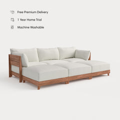 Dwell™ Modular Teak Outdoor Sofa Daybed | Classic Canvas in Cloud