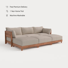 Dwell™ Modular Teak Outdoor Sofa Daybed | Classic Canvas in Sand