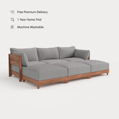 Dwell™ Modular Teak Outdoor Sofa Daybed | Classic Canvas in Stone Gray