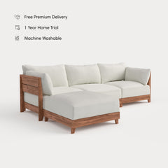 Dwell™ Modular Teak Outdoor Sofa Sectional | Classic Canvas in Cloud
