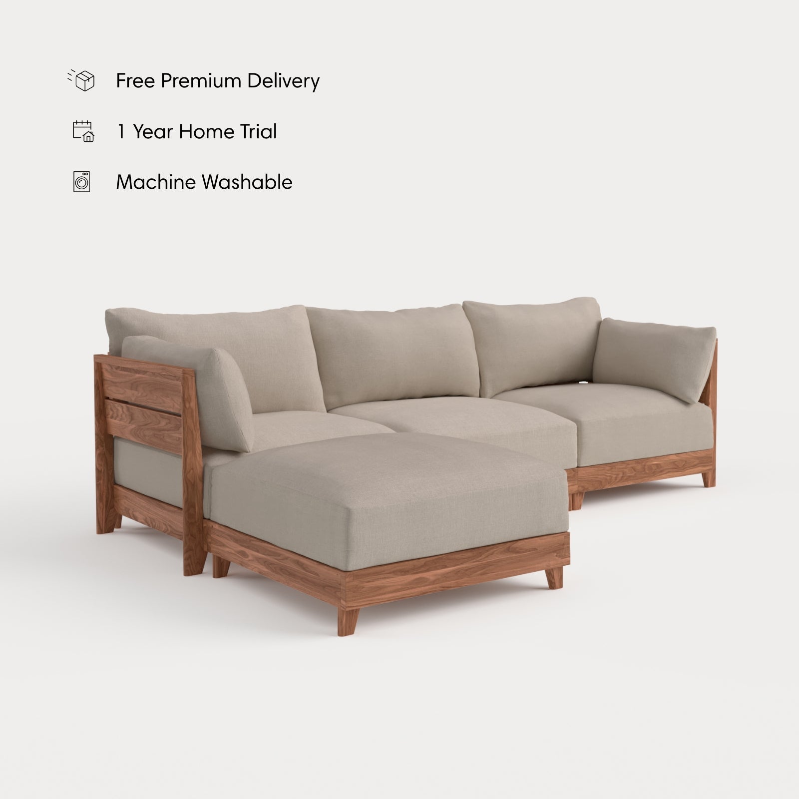 Dwell™ Modular Teak Outdoor Sofa Sectional | Classic Canvas in Sand