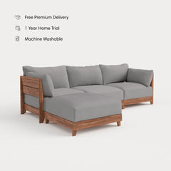 Dwell™ Modular Teak Outdoor Sofa Sectional | Classic Canvas in Stone Gray