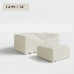 All-Season Outdoor Protective Cover Set for Washable 2-Seater + Ottoman
