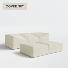 All-Season Outdoor Protective Cover Set for Washable 3-Seater + Bench Ottoman