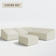 All-Season Outdoor Protective Cover Set for Washable 5-Seater Corner Sectional + Ottoman