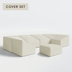 All-Season Outdoor Protective Cover Set for Washable 5-Seater Open-Ends Corner Sectional + Ottoman