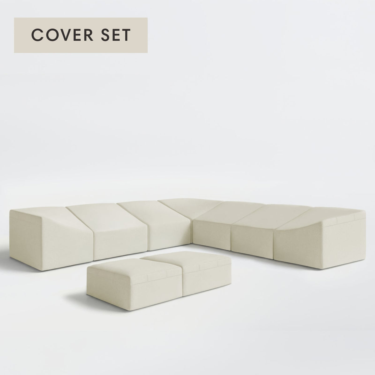 All-Season Outdoor Protective Cover Set for Washable 7-Seater Corner Sectional + Bench Ottoman