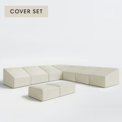All-Season Outdoor Protective Cover Set for Washable 7-Seater Open-Ends Corner Sectional + Bench Ottoman