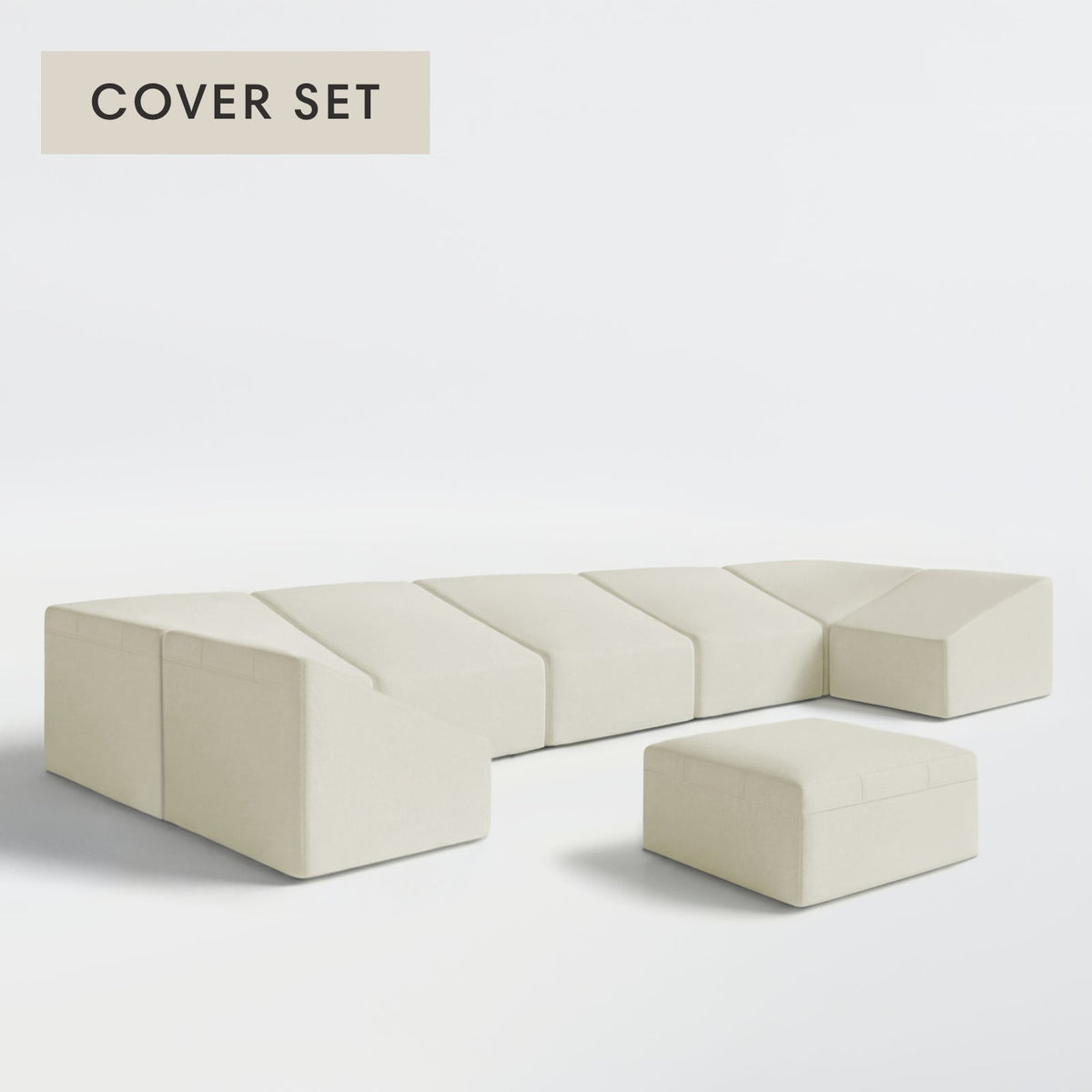 All-Season Outdoor Protective Cover Set for Washable 7-Seater Open-Ends U-Sectional + Ottoman