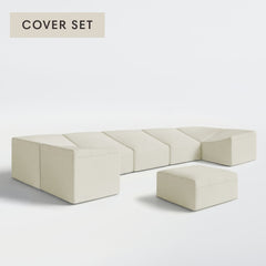 All-Season Outdoor Protective Cover Set for Washable 7-Seater U-Sectional + Ottoman