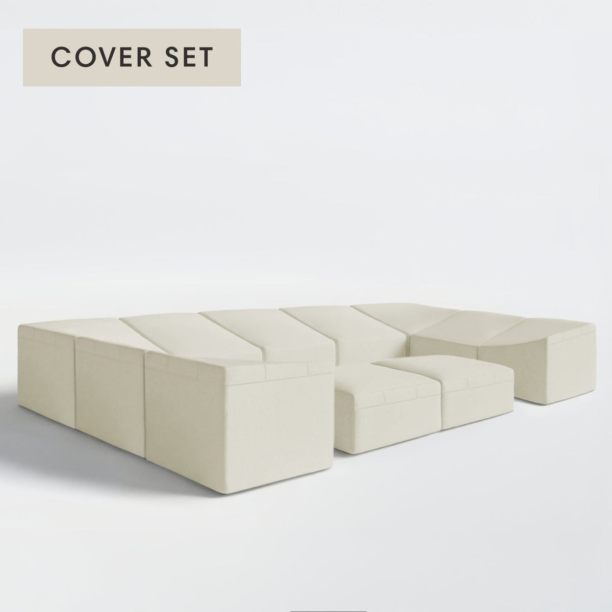 All-Season Outdoor Protective Cover Set for Washable 9-Seater U-Sectional + Bench Ottoman
